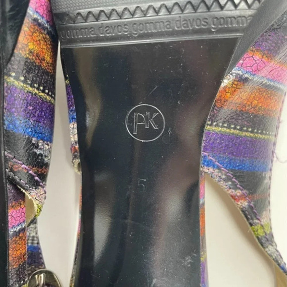 Peter Kaiser Rainbow Leather  Slingback Peep Toe Heels Sz 5 - Picture 8 of 8